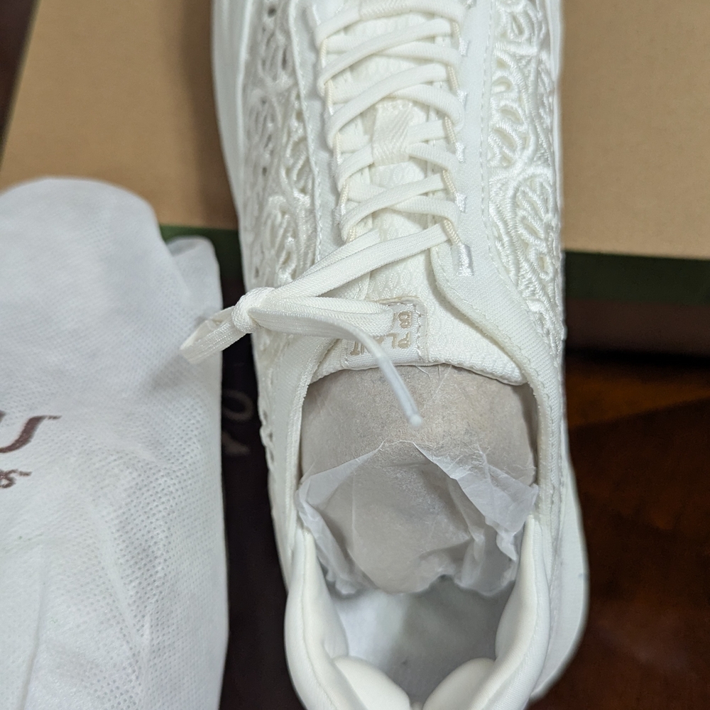 Jambu White Athletic Shoes with Lace Overlay
